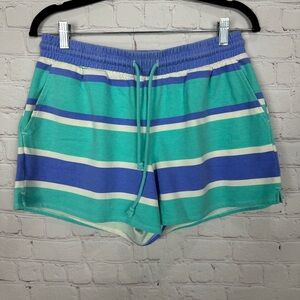 Wildfox Blue Striped pull‎ on shorts beach casual comfort, sz M